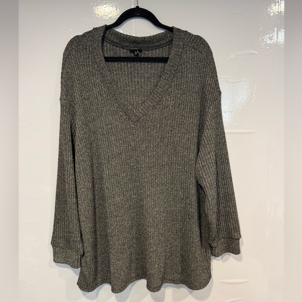 Torrid Charcoal V-Neck Ribbed Sweater